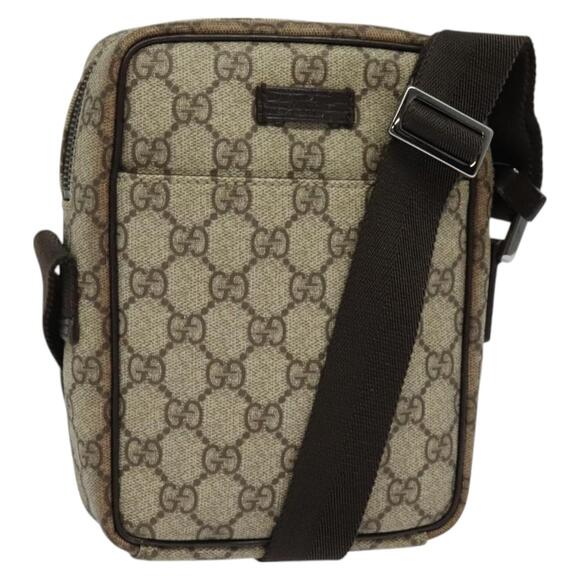 GUCCI GG Supreme Shoulder Bag Pvc Beige Silver - Picture 1 of 16